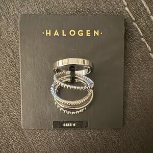 NWT: Halogen 5 Boho Stacking Silver Rings
